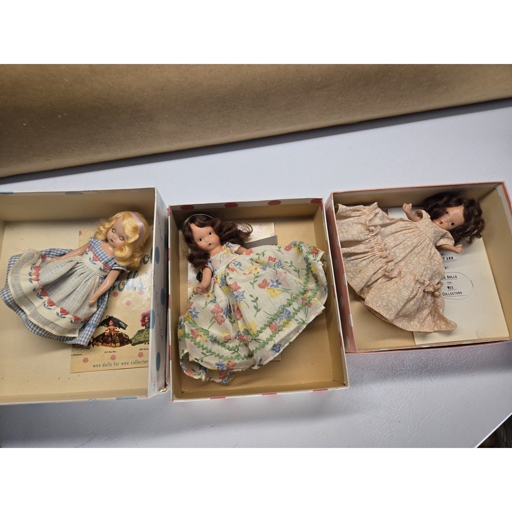 Lot Of 3 Nancy Ann Storybook Dolls 92 119 158 Bisque With Boxes